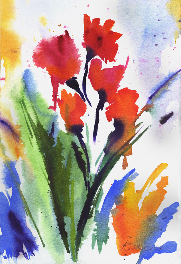 Flowers -- watercolor by Leslie Budewitz